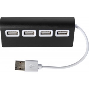 Aluminium USB hub Leo, black (Eletronics cables, adapters)