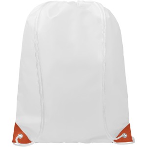 Oriole drawstring backpack with coloured corners, White, Orange (Backpacks)
