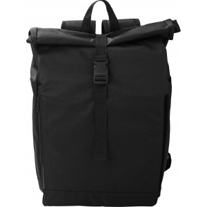 RPET polyester (600D) rolltop backpack Evie, black (Backpacks)