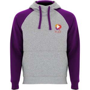 Badet unisex two-tone hoodie, Heather grey, Purple (Pullovers)