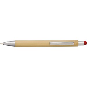 Bamboo and plastic ballpen Claire, red (Wooden, bamboo, carton pen)