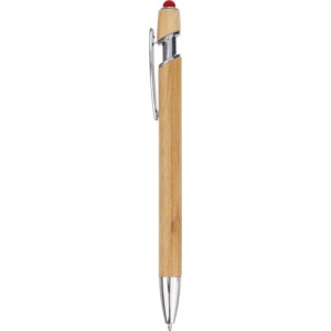 Bamboo ballpen Darren, red (Wooden, bamboo, carton pen)