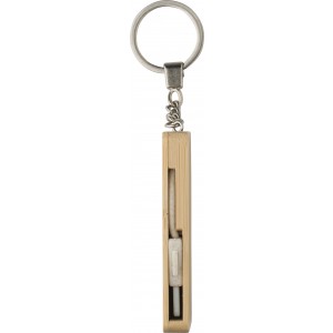 Bamboo keychain Bianca, brown (Eletronics cables, adapters)