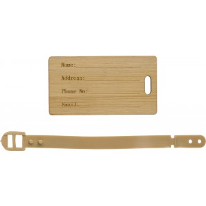 Bamboo luggage tag Shawn, brown (Travel items)