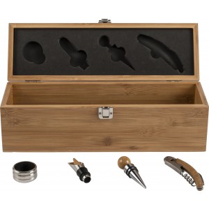 Bamboo wine gift set Gareth, brown (Wine, champagne, cocktail equipment)