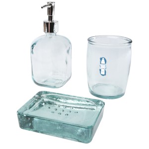 Jabony 3-piece recycled glass bathroom set, Transparent clea (Body care)