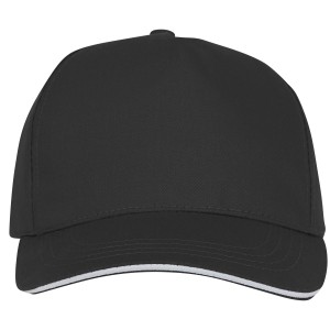 Ceto 5 panel sandwich cap, solid black (Hats)