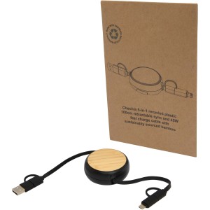 Chechia 5-in-1 recycled plastic 100 cm retractable data sync (Eletronics cables, adapters)