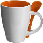 Coffee mug with spoon (300ml), orange (2855-07CD)