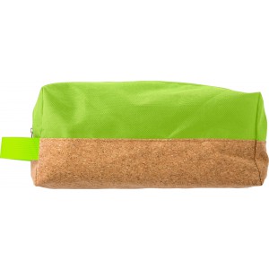 Polyester and cork toilet bag Lynn, green (Cosmetic bags)