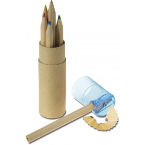 ABS and cardboard tube with pencils Libbie, light blue (Drawing set)