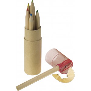 ABS and cardboard tube with pencils Libbie, red (Drawing set)