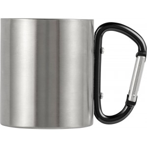 Stainless steel double walled mug Nella, black