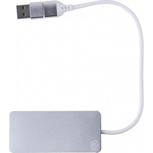 Aluminium USB Hub Layton, silver (Eletronics cables, adapters)