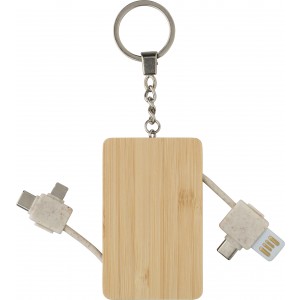 Bamboo keychain Bianca, brown (Eletronics cables, adapters)