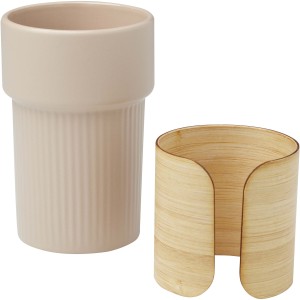 Fika 340 ml tumbler with bamboo sleeve, Oatmeal (Glasses)