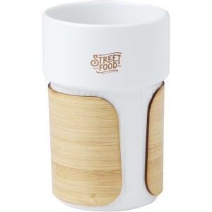 Fika 340 ml tumbler with bamboo sleeve, White (Glasses)