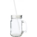 Glass mason drinking jar with handle (480ml), neutral (5964-21CD)