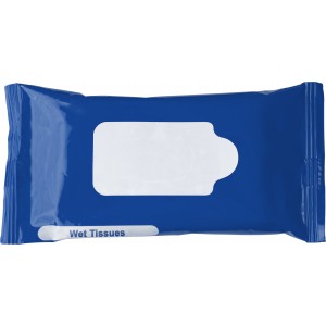 Plastic bag with 10 wet tissues Salma, cobalt blue (Hand cleaning gels)