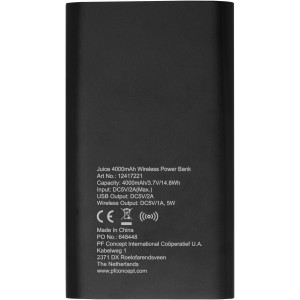 Juice 4000mAh wireless powerbank, Solid black (Powerbanks)