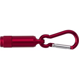 Aluminium mini torch with carabiner Tracy, red (Lamps)