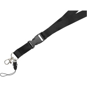 Sagan phone holder lanyard with detachable buckle, solid black (Lanyard, armband, badge holder)