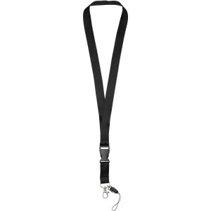 Sagan phone holder lanyard with detachable buckle, solid black (Lanyard, armband, badge holder)