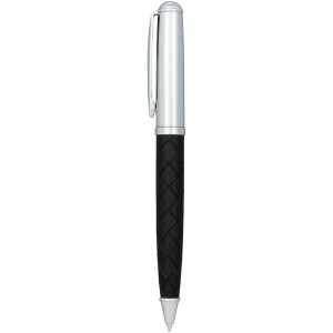 Leathered ballpoint pen, solid black,Silver (Metallic pen)