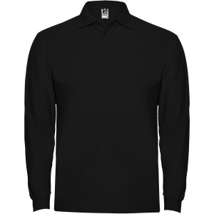 Estrella long sleeve men's polo, Solid black (Long-sleeved shirt)