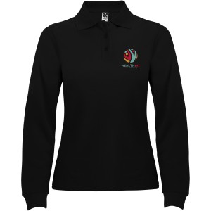 Estrella long sleeve women's polo, Solid black (Long-sleeved shirt)