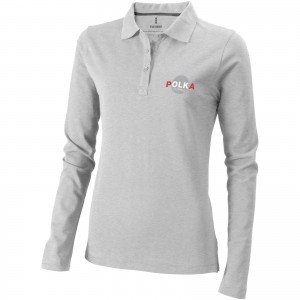 Oakville long sleeve women's polo, Grey melange (Long-sleeved shirt)