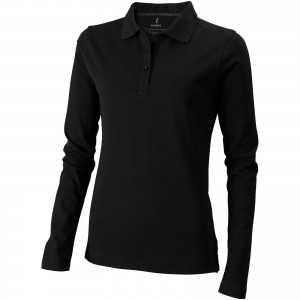 Oakville long sleeve women's polo, solid black (Long-sleeved shirt)