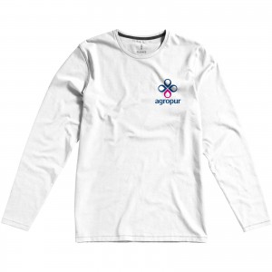 Ponoka long sleeve men's organic t-shirt, White (Long-sleeved shirt)