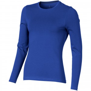 Ponoka long sleeve women's organic t-shirt, Blue (Long-sleeved shirt)