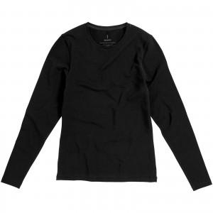 Ponoka long sleeve women's organic t-shirt, solid black (Long-sleeved shirt)