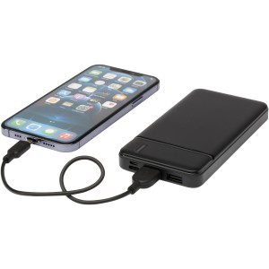 Loop 10.000 mAh recycled plastic power bank, Solid black (Powerbanks)