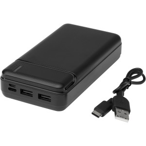 Loop 20.000 mAh recycled plastic power bank, Solid black (Powerbanks)