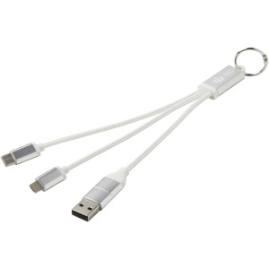 Metal 4-in-1 recycled aluminium charging cable with keychain (Eletronics cables, adapters)