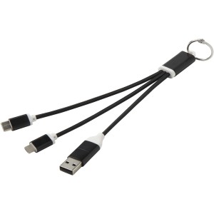 Metal 4-in-1 recycled aluminium charging cable with keychain (Eletronics cables, adapters)