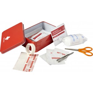 Metal tin first aid kit Hassim, red (Healthcare items)