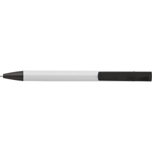 Aluminium click-action ballpoint pen, white (Metallic pen)