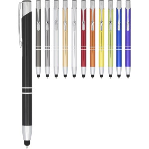 Moneta anodized aluminium click stylus ballpoint pen, Silver (Metallic pen)