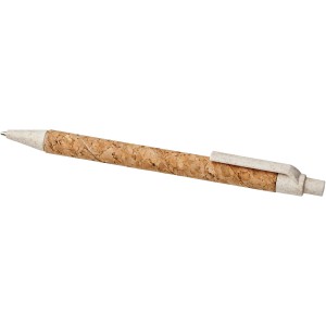 Midar cork and wheat straw ballpoint pen, Cream (Wooden, bamboo, carton pen)