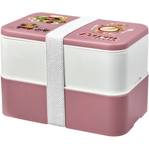 MIYO Renew double layer lunch box, Pink, Ivory white (Plastic kitchen equipments)