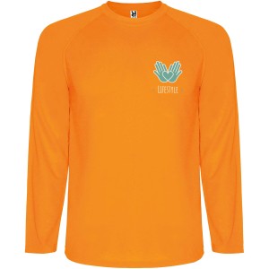 Montecarlo long sleeve men's sports t-shirt, Fluor Orange (T-shirt, mixed fiber, synthetic)