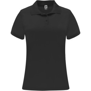 Monzha short sleeve women's sports polo, Solid black (Polo short, mixed fiber, synthetic)