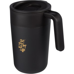 Nordia 400 ml double-wall recycled mug, Solid black (Mugs)