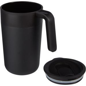 Nordia 400 ml double-wall recycled mug, Solid black (Mugs)