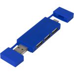 Mulan dual USB 2.0 hub, Royal blue, 9 x 2 cm (12425153)