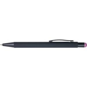 Rubberized ballpen, pink (Multi-colored, multi-functional pen)